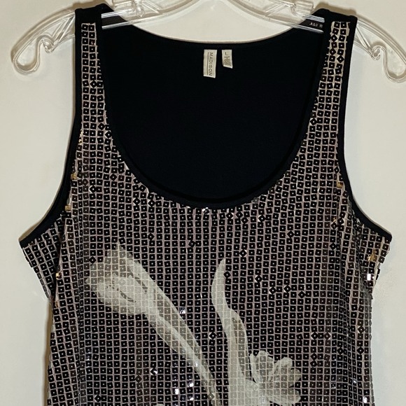 Vintage Madison Tank Womens Large Multi Floral Sequin Grunge Festival 90s Y2K L - Picture 2 of 14